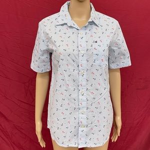 Tommy Hilfiger Nautical anchor button down top boys size large 16/18